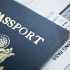 Passport and boarding pass for international study and residence planning